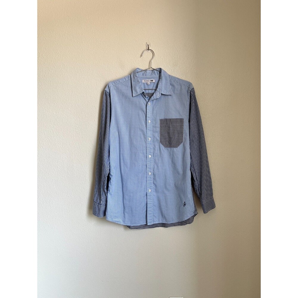 J.W. Anderson Uniqlo Gingham Cotton Long Sleeve Shirt in Blue Size LARGE